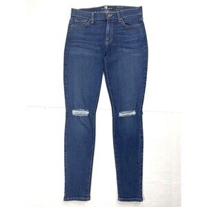 7FAM Womens Jeans 28 The Ankle Skinny Distressed Stretch Sexy Western Gorpcore